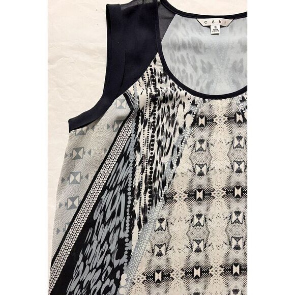 Cabi 253 Mixed Print Blue Sleeveless Tunic Tank Top S Lightweight - Picture 3 of 13
